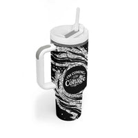 I'm Coming to the Cottage Tumbler With Handle with Hand-Drawn Floral Pattern