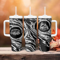 I'm Coming to the Cottage Tumbler With Handle with Hand-Drawn Floral Pattern