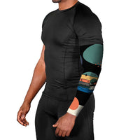 Stupid Canadian Wolf Bird Arm Sleeves with Retro Sunset Stripe Pattern