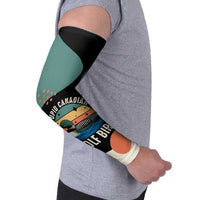 Stupid Canadian Wolf Bird Arm Sleeves with Retro Sunset Stripe Pattern