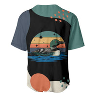 Stupid Canadian Wolf Bird Baseball Jersey with Retro Sunset Stripe Pattern