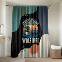 Stupid Canadian Wolf Bird Bathroom Set with Retro Sunset Stripe Pattern