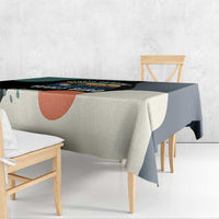 Stupid Canadian Wolf Bird Tablecloth with Retro Sunset Stripe Pattern