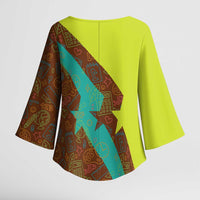 Quality Learning Center Kimono Sleeve Blouse with School Supply Doodle Pattern