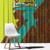 Quality Learning Center Window Curtain with School Supply Doodle Pattern