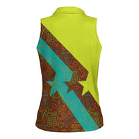 Quality Learning Center Women Sleeveless Polo Shirt with School Supply Doodle Pattern