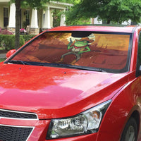 Cowboy Frog Outlaw Auto Sun Shade with Desert Sunset Silhouette Pattern