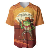 Cowboy Frog Outlaw Baseball Jersey with Desert Sunset Silhouette Pattern