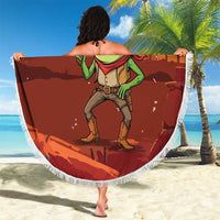 Cowboy Frog Outlaw Beach Blanket with Desert Sunset Silhouette Pattern