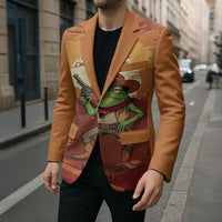 Cowboy Frog Outlaw Blazer with Desert Sunset Silhouette Pattern