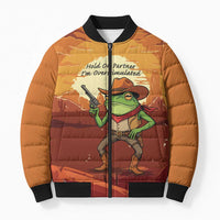 Cowboy Frog Outlaw Bomber Puffer Jacket with Desert Sunset Silhouette Pattern