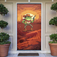 Cowboy Frog Outlaw Door Cover with Desert Sunset Silhouette Pattern