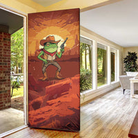 Cowboy Frog Outlaw Door Cover with Desert Sunset Silhouette Pattern