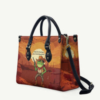 Cowboy Frog Outlaw Leather Bag with Desert Sunset Silhouette Pattern
