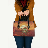 Cowboy Frog Outlaw Leather Bag with Desert Sunset Silhouette Pattern