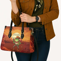 Cowboy Frog Outlaw Leather Bag with Desert Sunset Silhouette Pattern