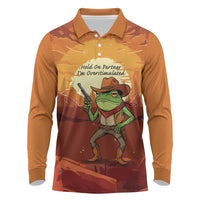 Cowboy Frog Outlaw Long Sleeve Polo Shirt with Desert Sunset Silhouette Pattern