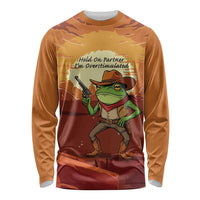 Cowboy Frog Outlaw Long Sleeve Shirt with Desert Sunset Silhouette Pattern