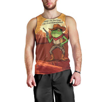 Cowboy Frog Outlaw Men Tank Top with Desert Sunset Silhouette Pattern