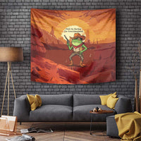 Cowboy Frog Outlaw Tapestry with Desert Sunset Silhouette Pattern