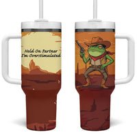 Cowboy Frog Outlaw Tumbler With Handle with Desert Sunset Silhouette Pattern