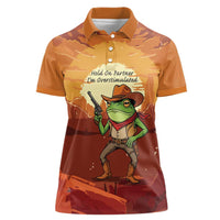 Cowboy Frog Outlaw Women Polo Shirt with Desert Sunset Silhouette Pattern
