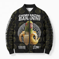 Chimpanzi Bananini Primate Bomber Puffer Jacket with 3D Wireframe Globe Pattern