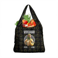 Chimpanzi Bananini Primate Grocery Bag with 3D Wireframe Globe Pattern
