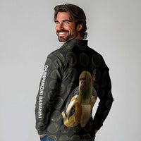 Chimpanzi Bananini Primate Long Sleeve Polo Shirt with 3D Wireframe Globe Pattern