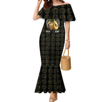 Chimpanzi Bananini Primate Mermaid Dress with 3D Wireframe Globe Pattern