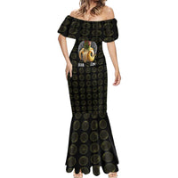 Chimpanzi Bananini Primate Mermaid Dress with 3D Wireframe Globe Pattern