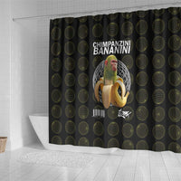 Chimpanzi Bananini Primate Shower Curtain with 3D Wireframe Globe Pattern
