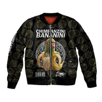Chimpanzi Bananini Primate Sleeve Zip Bomber Jacket with 3D Wireframe Globe Pattern