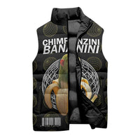 Chimpanzi Bananini Primate Sleeveless Puffer Jacket with 3D Wireframe Globe Pattern