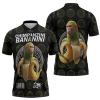 Chimpanzi Bananini Primate Zipper Polo Shirt with 3D Wireframe Globe Pattern