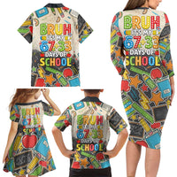Bruh Its My 67 33 Days of School Family Matching Long Sleeve Bodycon Dress and Hawaiian Shirt Funny Boys Kids 100th Day