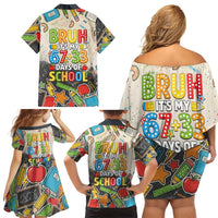 Bruh Its My 67 33 Days of School Family Matching Off Shoulder Short Dress and Hawaiian Shirt Funny Boys Kids 100th Day