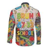 Bruh Its My 67 33 Days of School Long Sleeve Button Shirt Funny Boys Kids 100th Day