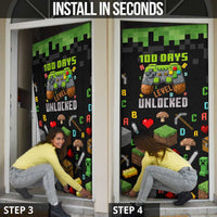 100 Days Level Unlocked Door Cover Gaming 100 Days of School Boys