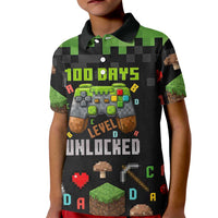 100 Days Level Unlocked Kid Polo Shirt Gaming 100 Days of School Boys