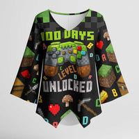 100 Days Level Unlocked Kimono Sleeve Blouse Gaming 100 Days of School Boys