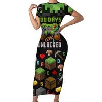 100 Days Level Unlocked Short Sleeve Bodycon Dress Gaming 100 Days of School Boys