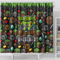 100 Days Level Unlocked Shower Curtain Gaming 100 Days of School Boys