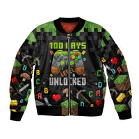 100 Days Level Unlocked Sleeve Zip Bomber Jacket Gaming 100 Days of School Boys