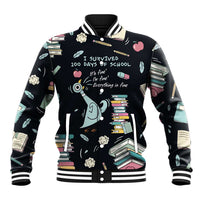 I Survived 100 Days of School Baseball Jacket Funny Pigeon 100th Day Teacher