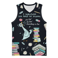 I Survived 100 Days of School Basketball Jersey Funny Pigeon 100th Day Teacher