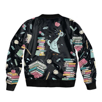 I Survived 100 Days of School Bomber Jacket Funny Pigeon 100th Day Teacher