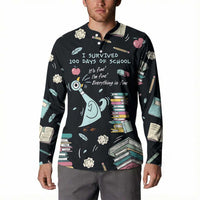 I Survived 100 Days of School Button Sweatshirt Funny Pigeon 100th Day Teacher