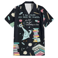 I Survived 100 Days of School Family Matching Off The Shoulder Long Sleeve Dress and Hawaiian Shirt Funny Pigeon 100th Day Teacher