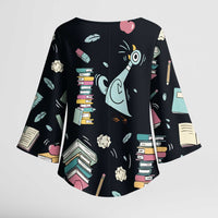 I Survived 100 Days of School Kimono Sleeve Blouse Funny Pigeon 100th Day Teacher